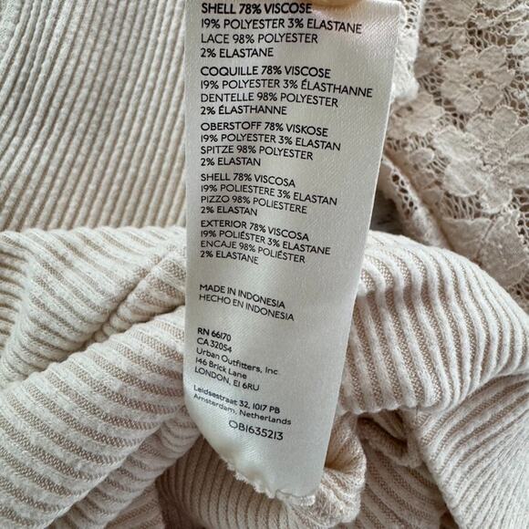 Anthropologie Sweater Womens XS Cream Rib Knit Lace Bishop Long Sleeve Surplice - Picture 15 of 15